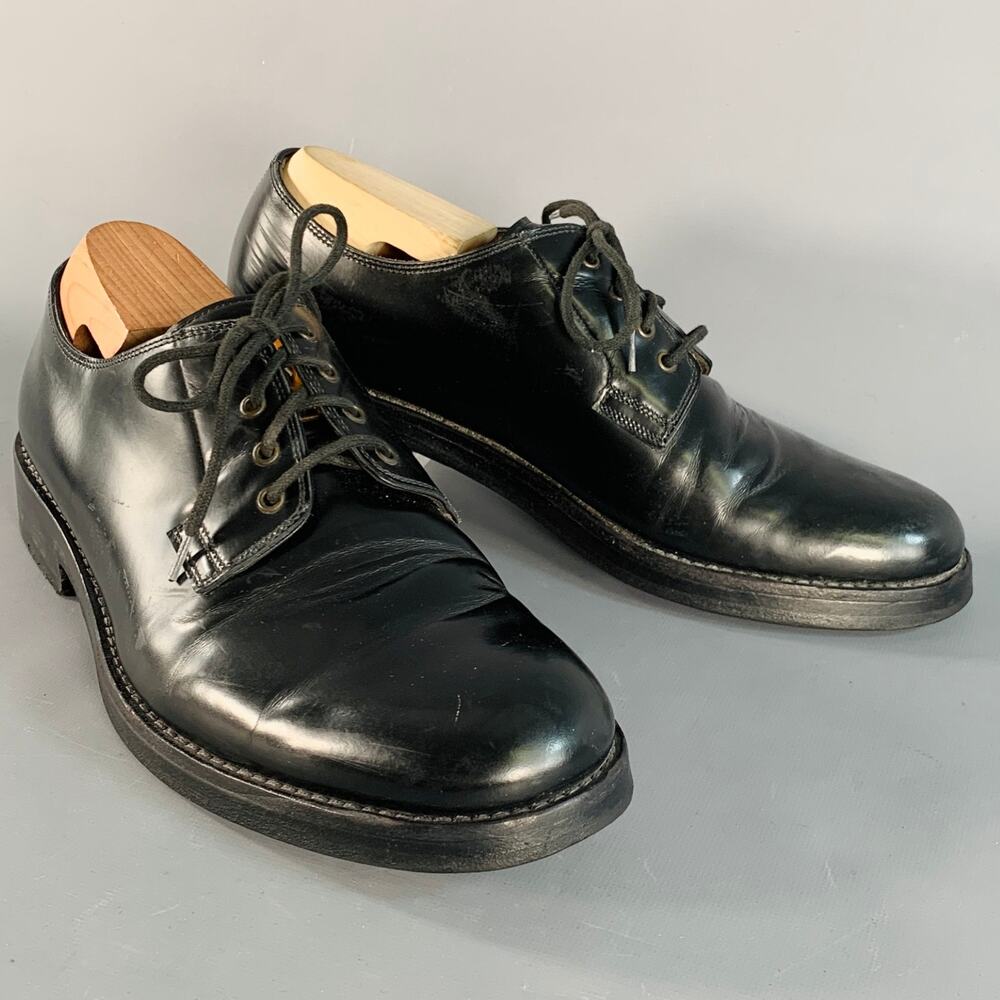 MARC JACOBS Size 8 Black Gold Leather Derby Lace-Up Shoes